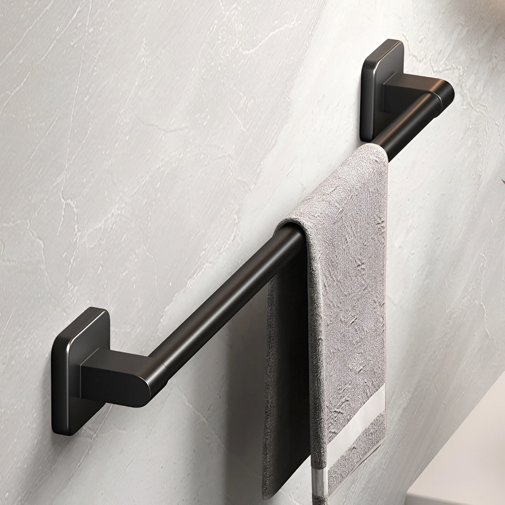 BlackBar – Svart Självhäftande Handdukshållare i Aluminium (30/40/50 cm)