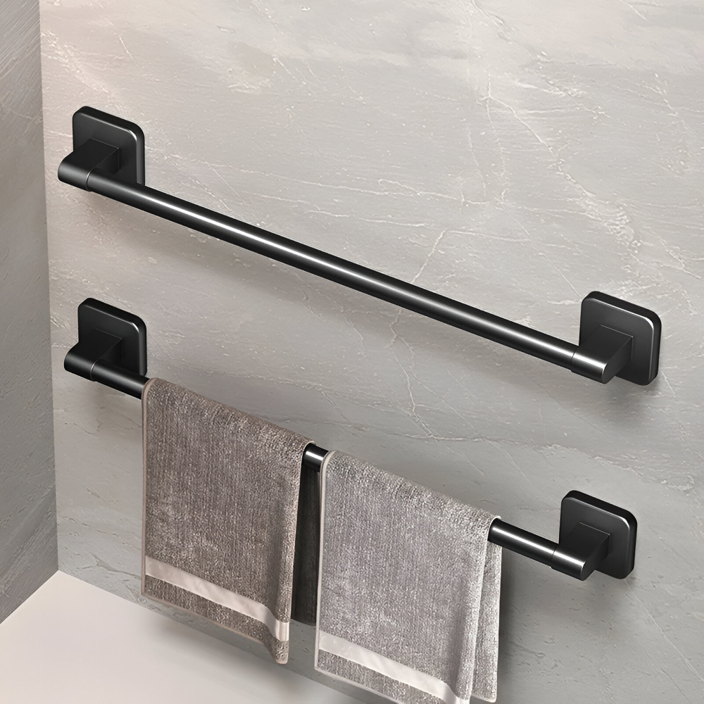 BlackBar – Svart Självhäftande Handdukshållare i Aluminium (30/40/50 cm)
