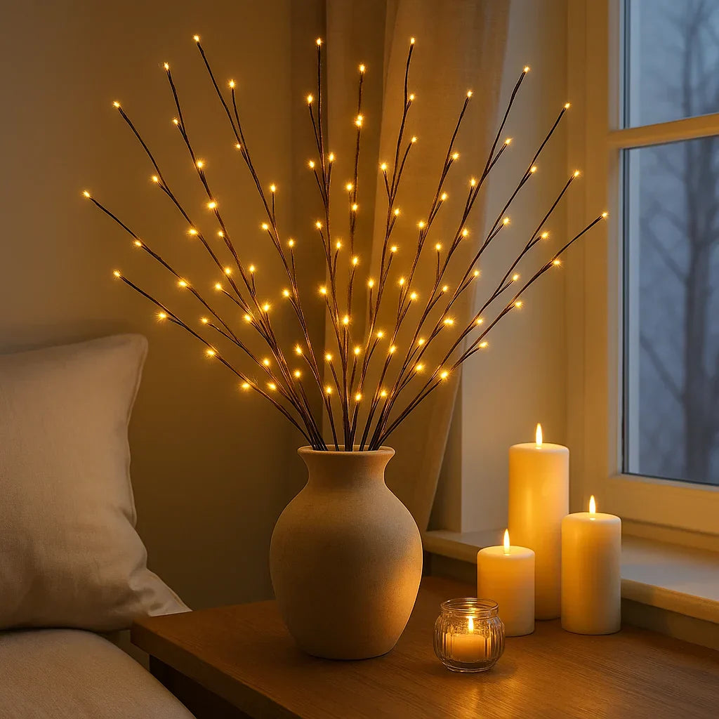 LED Grenbelysning – Dekorativa Sfegrenar med 120 Varmvita LED-ljus (68 cm)