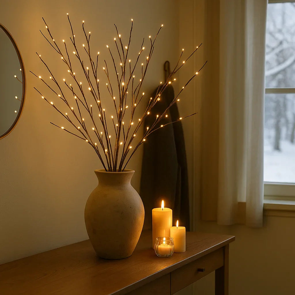 LED Grenbelysning – Dekorativa Sfegrenar med 120 Varmvita LED-ljus (68 cm)