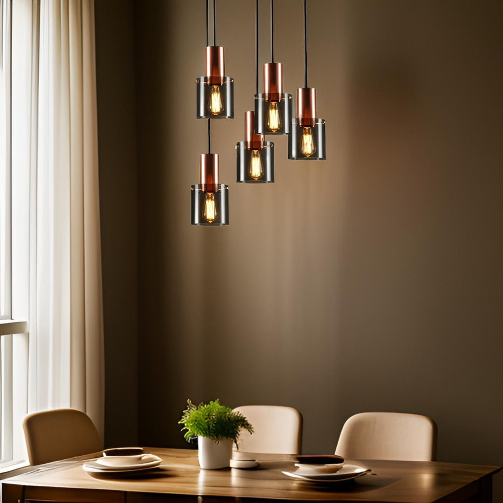 BottleLite – Modern Cylindrisk Hänglampa i Glas och Metall