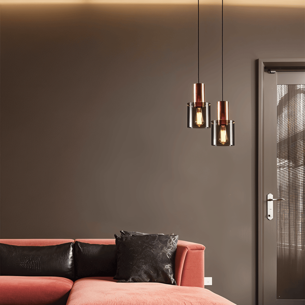 BottleLite – Modern Cylindrisk Hänglampa i Glas och Metall