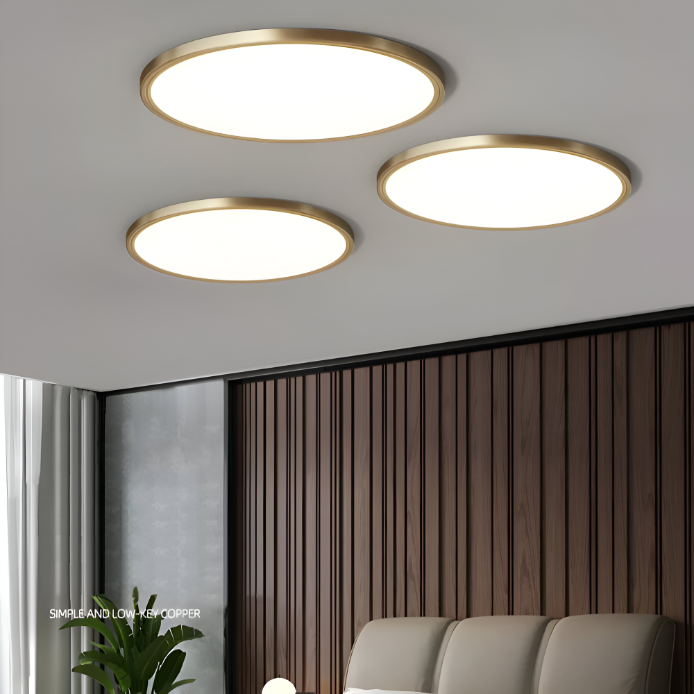 LumoHalo – Ultratunn Rund LED-Taklampa i Bronsfinish
