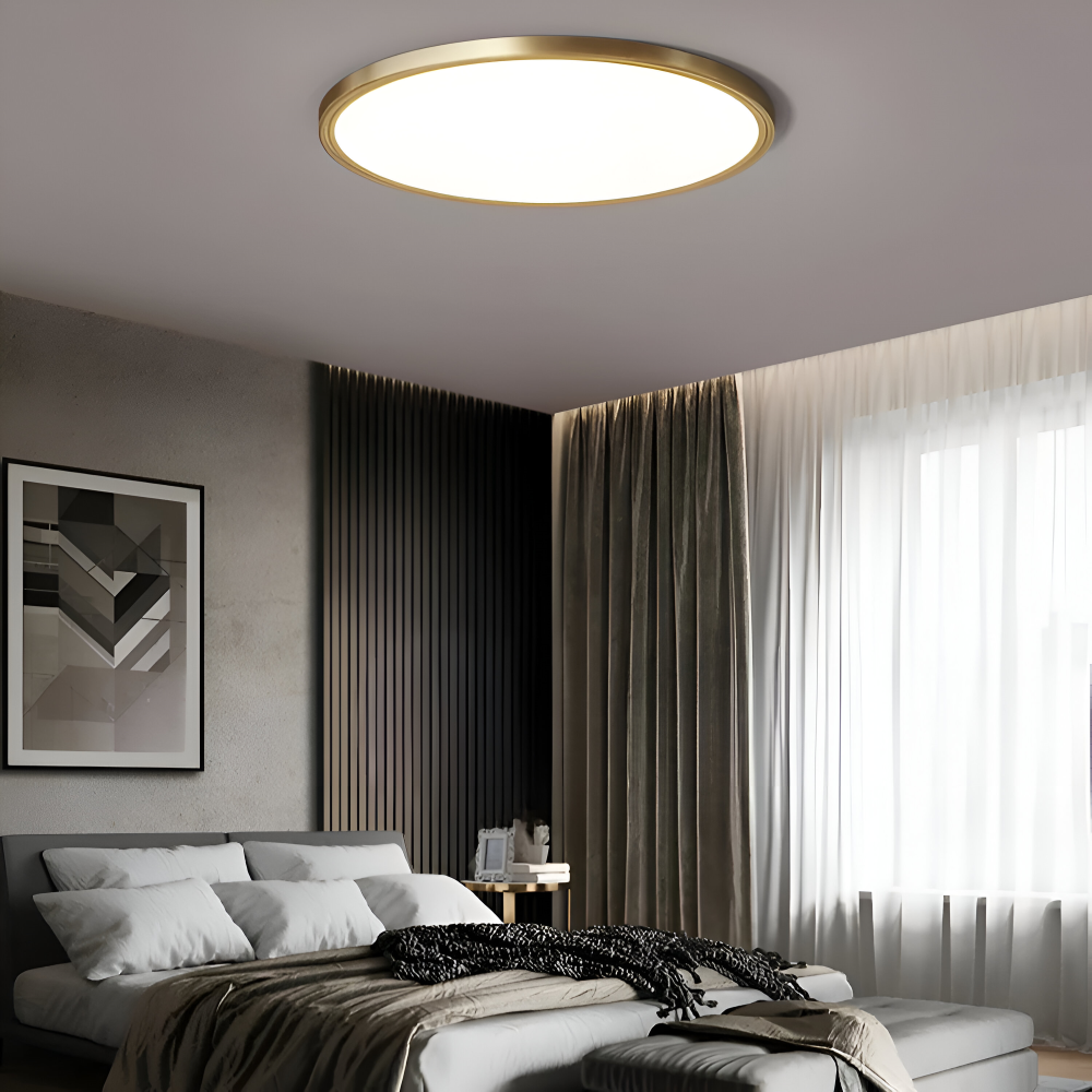 LumoHalo – Ultratunn Rund LED-Taklampa i Bronsfinish