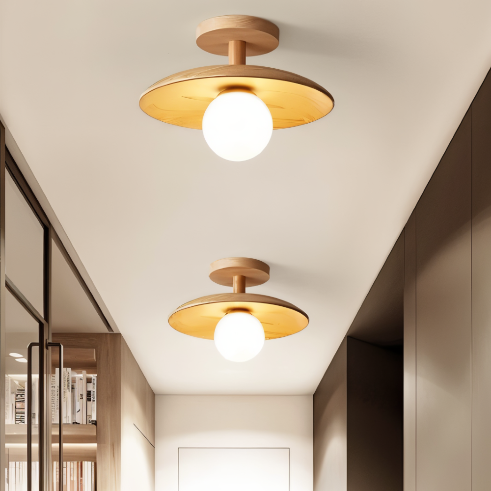 LunaraWood – Modern Trä Taklampa med Inbyggd LED-belysning