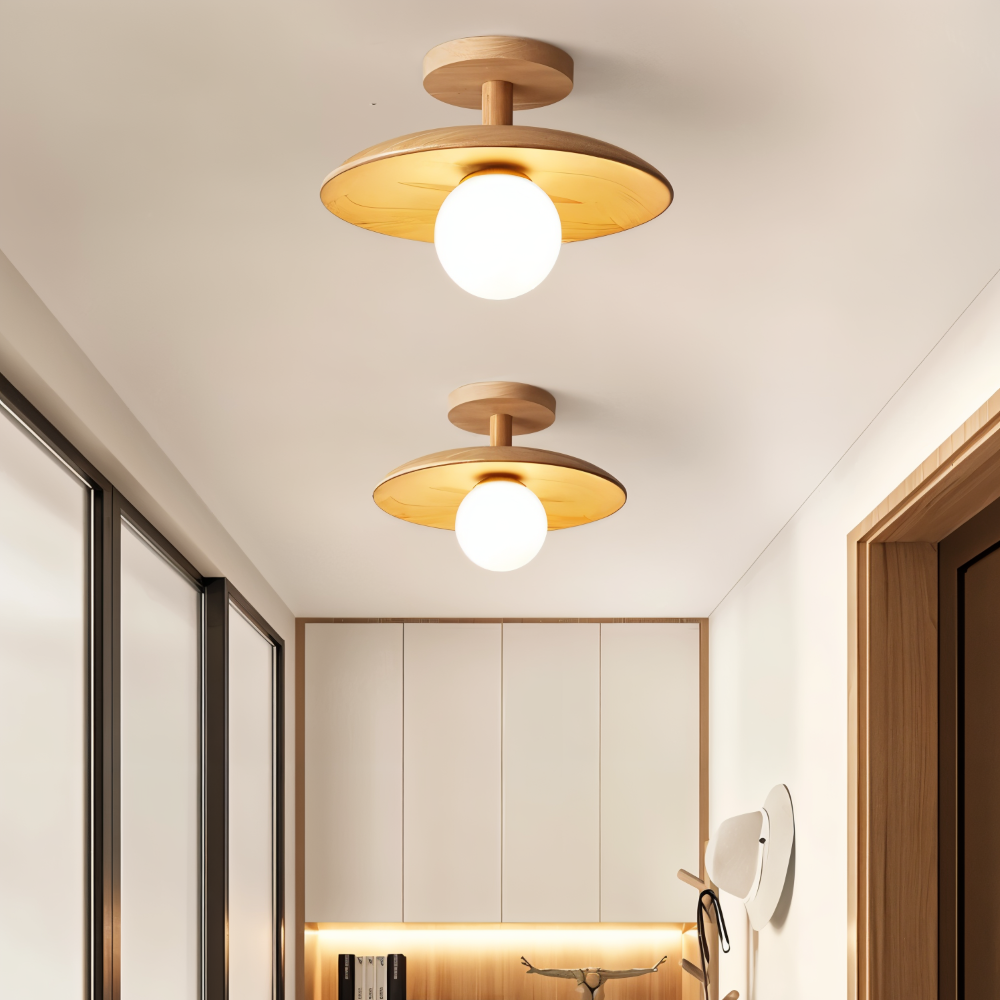 LunaraWood – Modern Trä Taklampa med Inbyggd LED-belysning