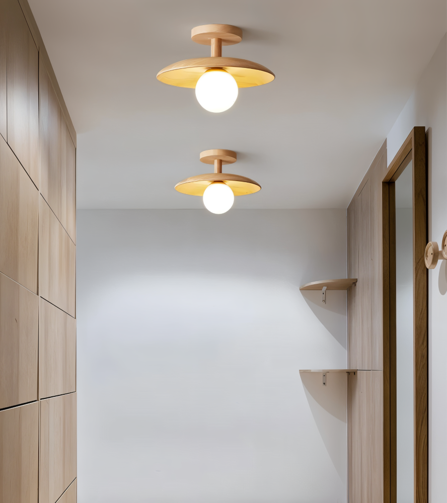 LunaraWood – Modern Trä Taklampa med Inbyggd LED-belysning