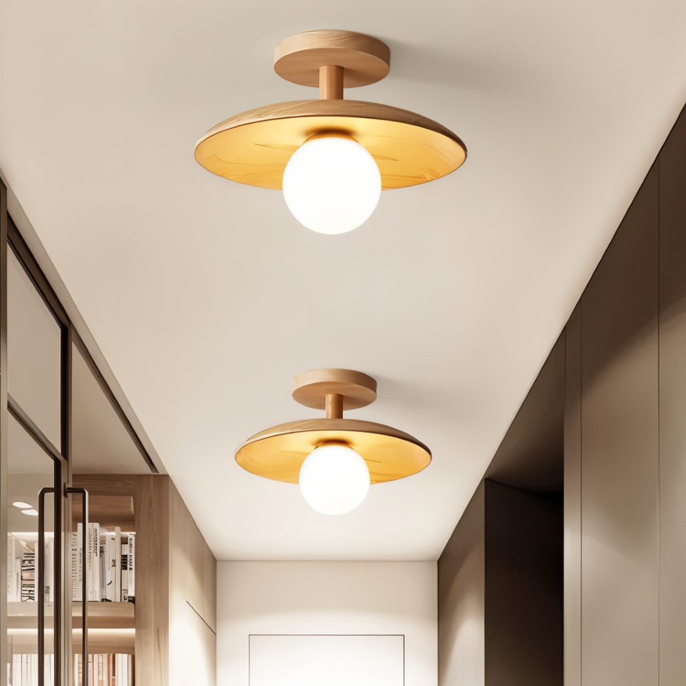 LunaraWood – Modern Trä Taklampa med Inbyggd LED-belysning