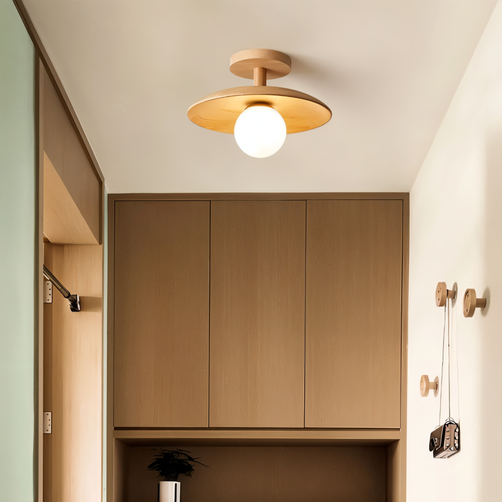 LunaraWood – Modern Trä Taklampa med Inbyggd LED-belysning