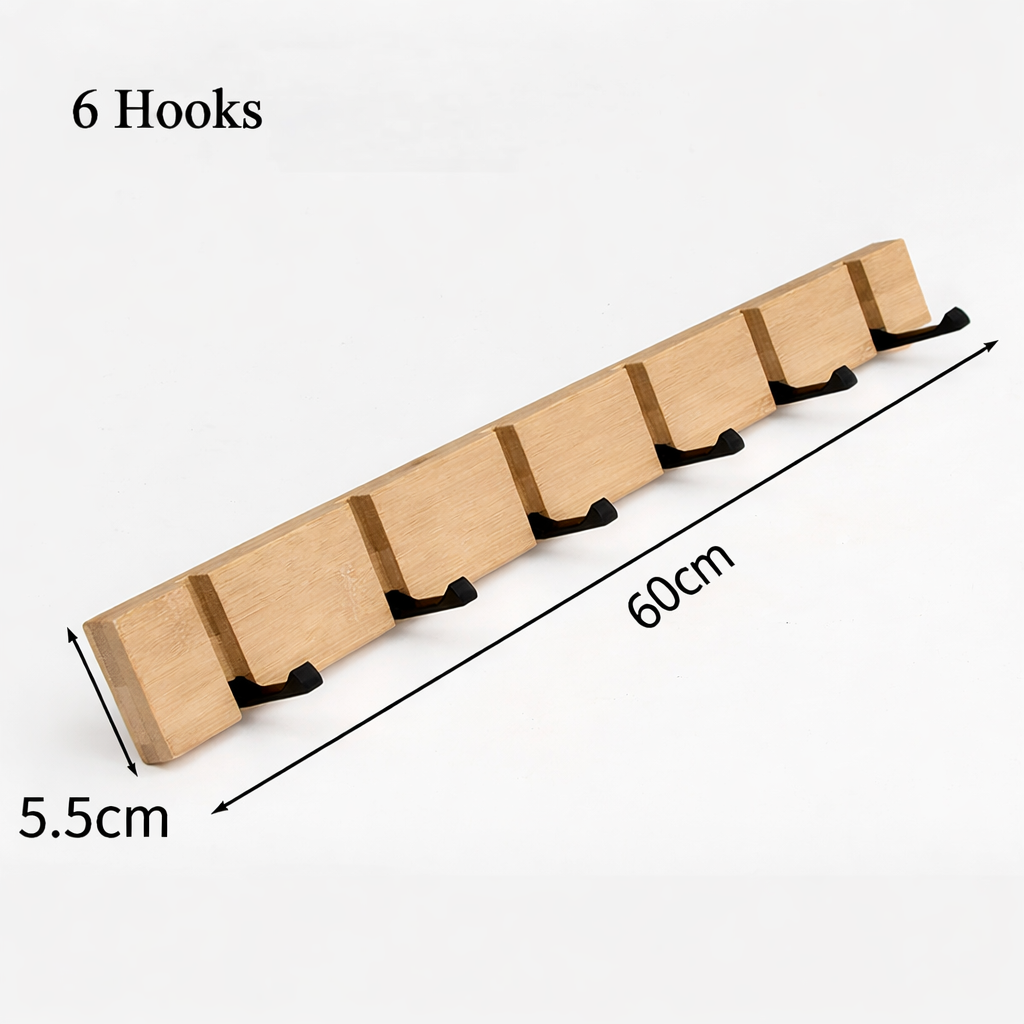 Bambu Väggorganisatör med Fällbara Krokar – Hållbar & Stilren Förvaring