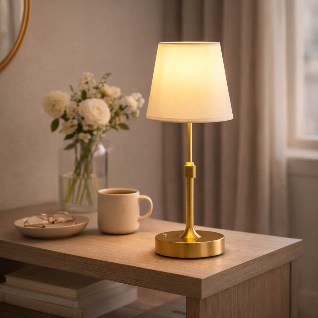 RetroLume – Trådlös uppladdningsbar bordslampa med dimfunktion och LED-belysning