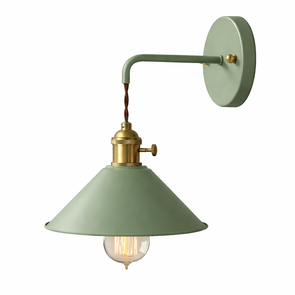 RetroGlow – Vintage Vägglampa i Metall med Klassisk Konformad Design