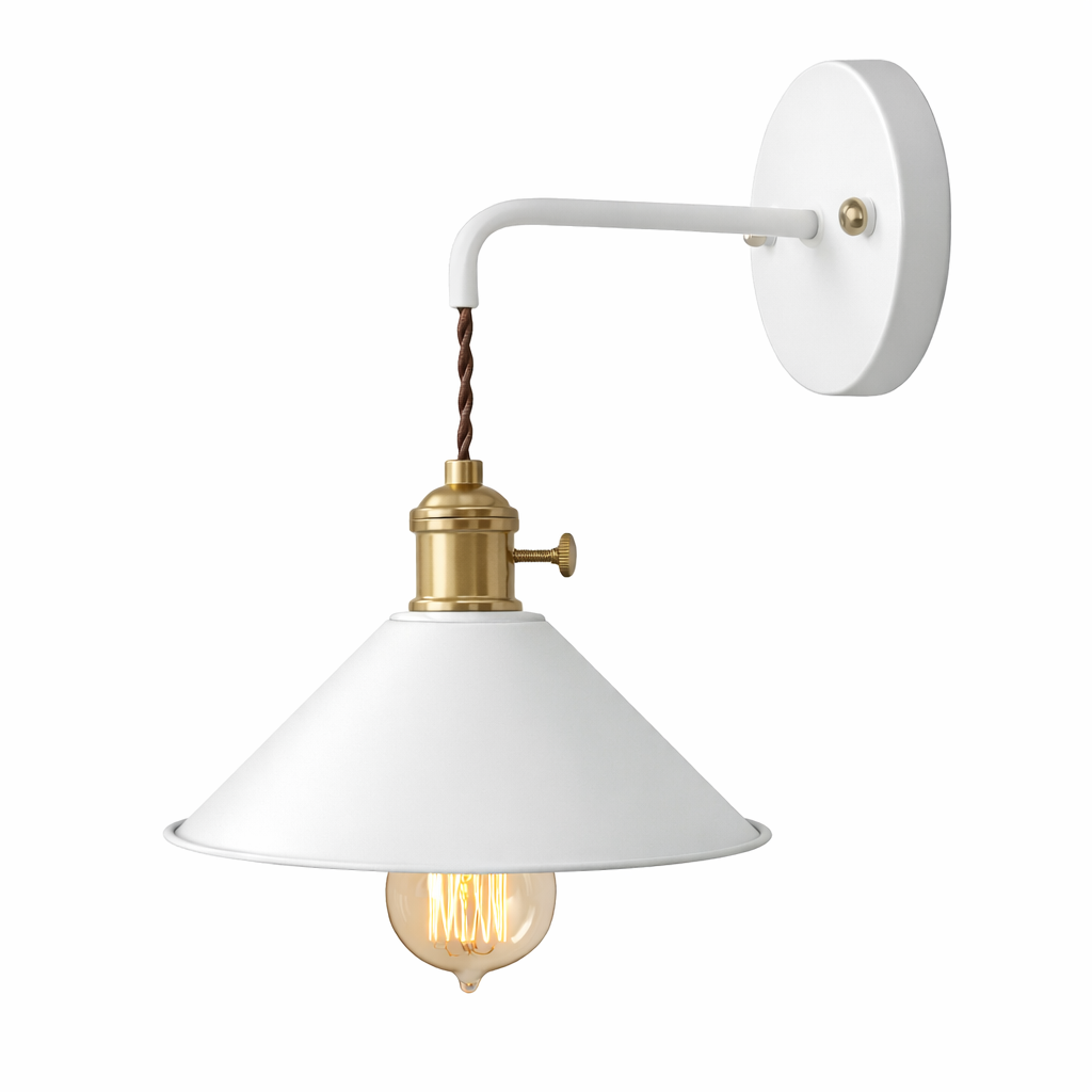 RetroGlow – Vintage Vägglampa i Metall med Klassisk Konformad Design