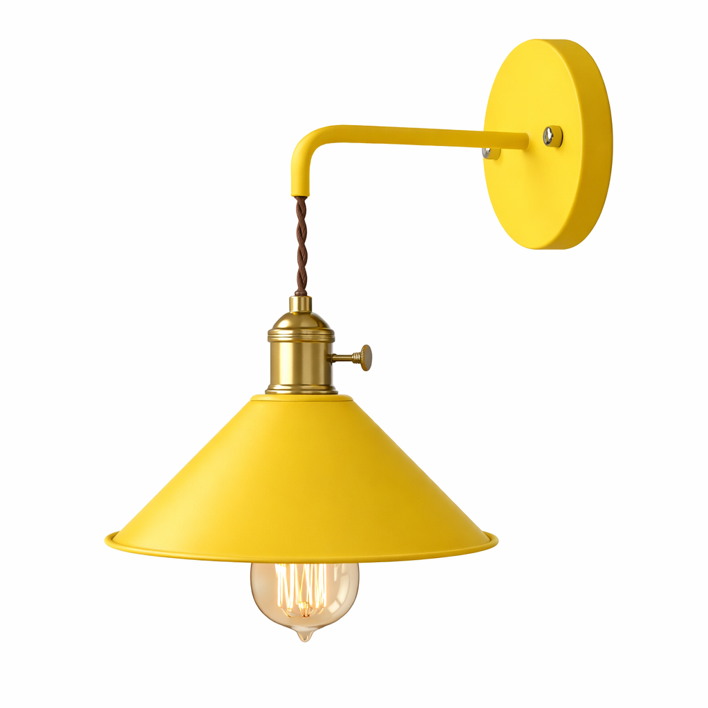 RetroGlow – Vintage Vägglampa i Metall med Klassisk Konformad Design