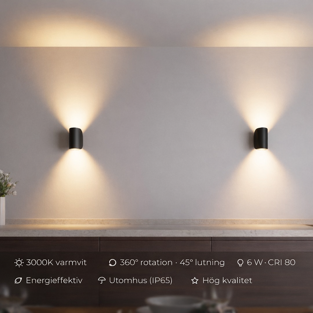 Leif – Vridbar LED Vägglampa | Flexibel Belysning för Inomhus & Utomhus IP65