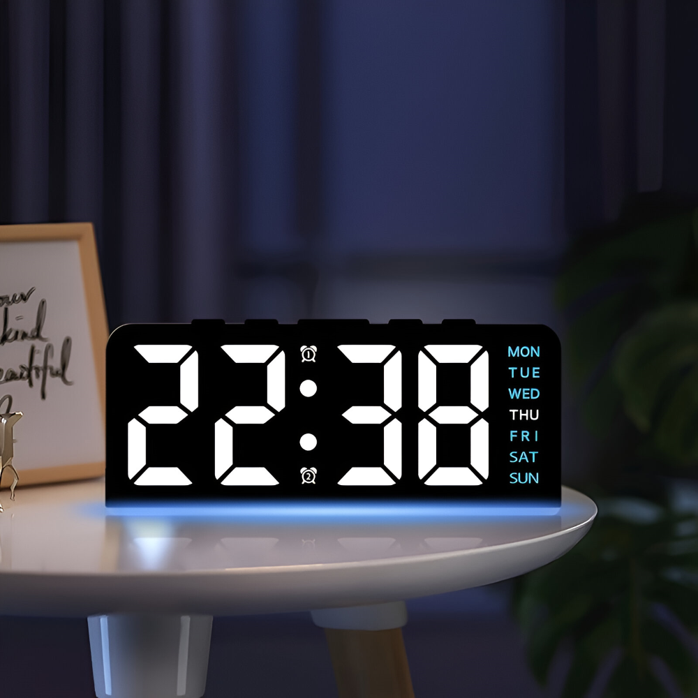 LumiRipple – Modern Tyst LED Väckarklocka i Oregelbunden Design