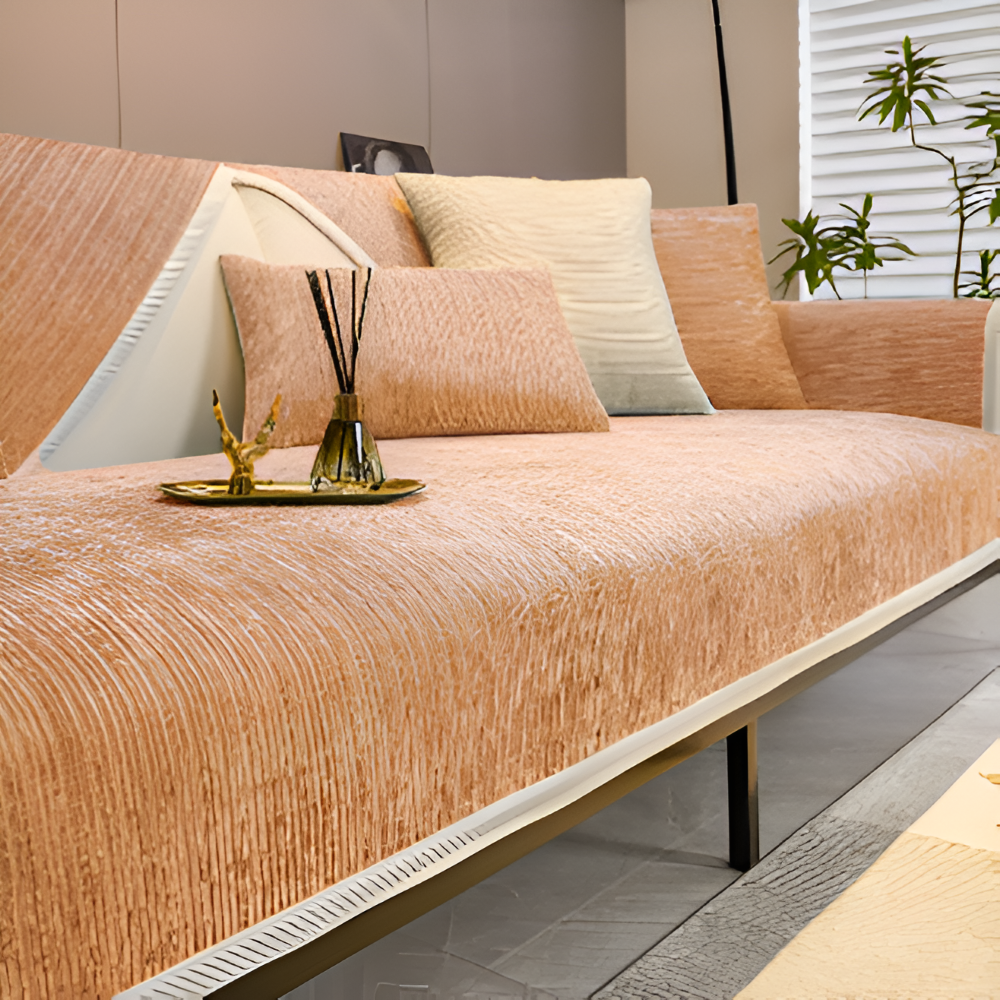 StripeSoft Chenille – Randigt Rutschfritt Sofföverdrag i Premiumkvalitet