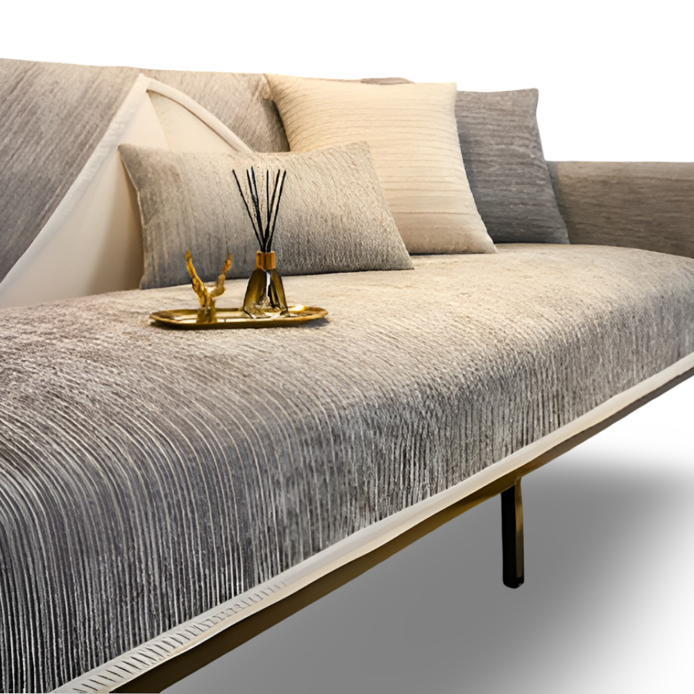 StripeSoft Chenille – Randigt Rutschfritt Sofföverdrag i Premiumkvalitet