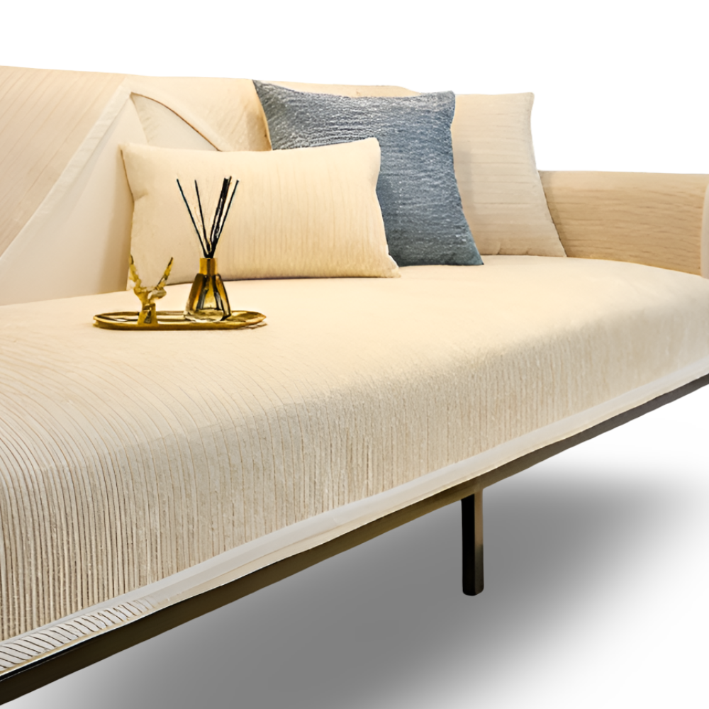 StripeSoft Chenille – Randigt Rutschfritt Sofföverdrag i Premiumkvalitet