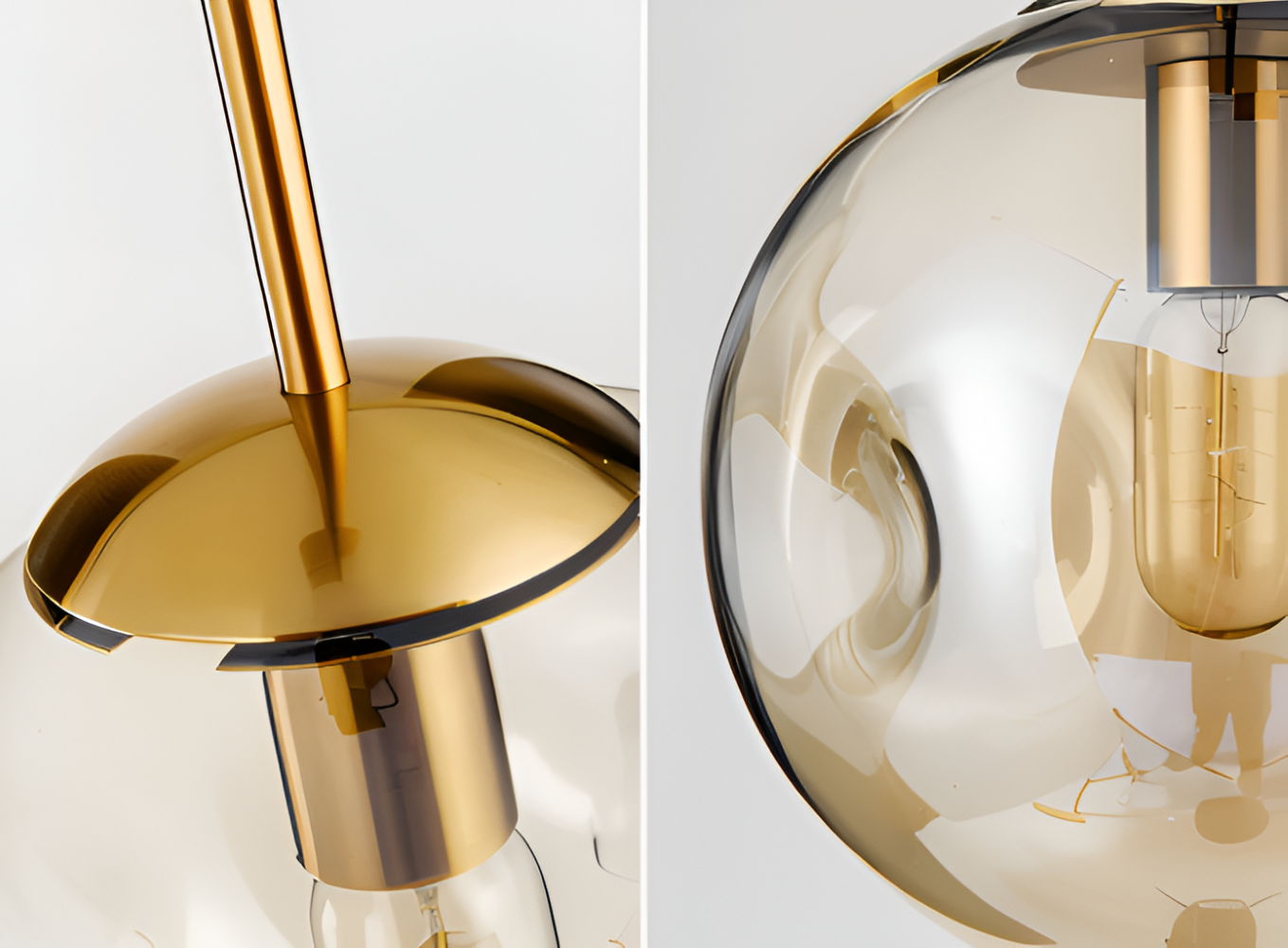 AmberGleam – Vintage Pendellampa i Champagnegrått Glas & Krom