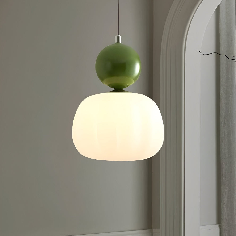 Crémura – Klassisk Art Deco Pendellampa i Crème och Metall