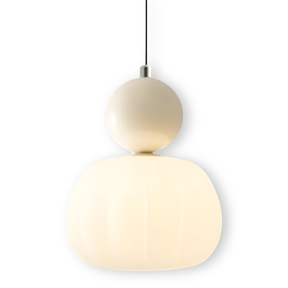 Crémura – Klassisk Art Deco Pendellampa i Crème och Metall