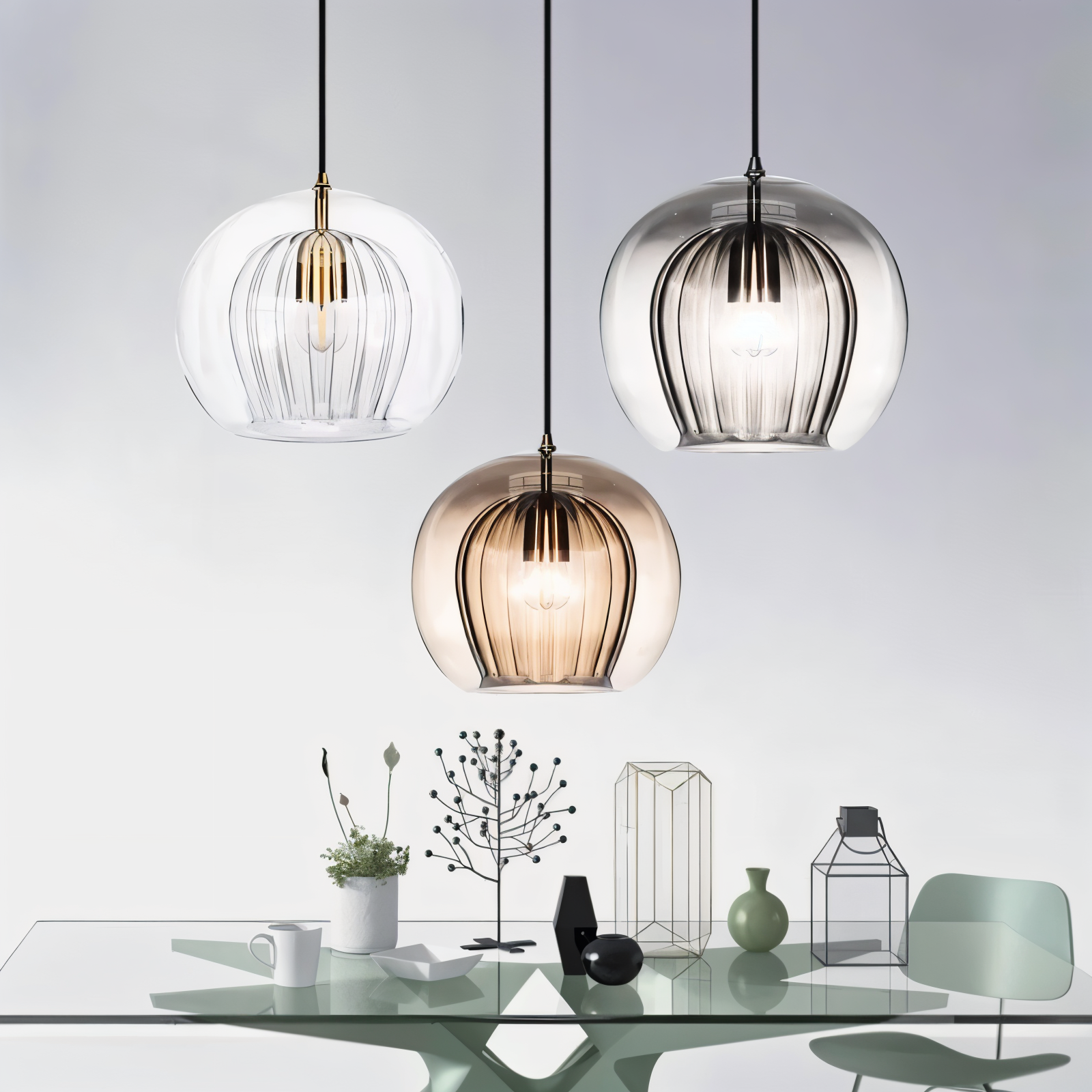 Clairvéa – Klotformad Glaspendellampa med Vintage Elegans