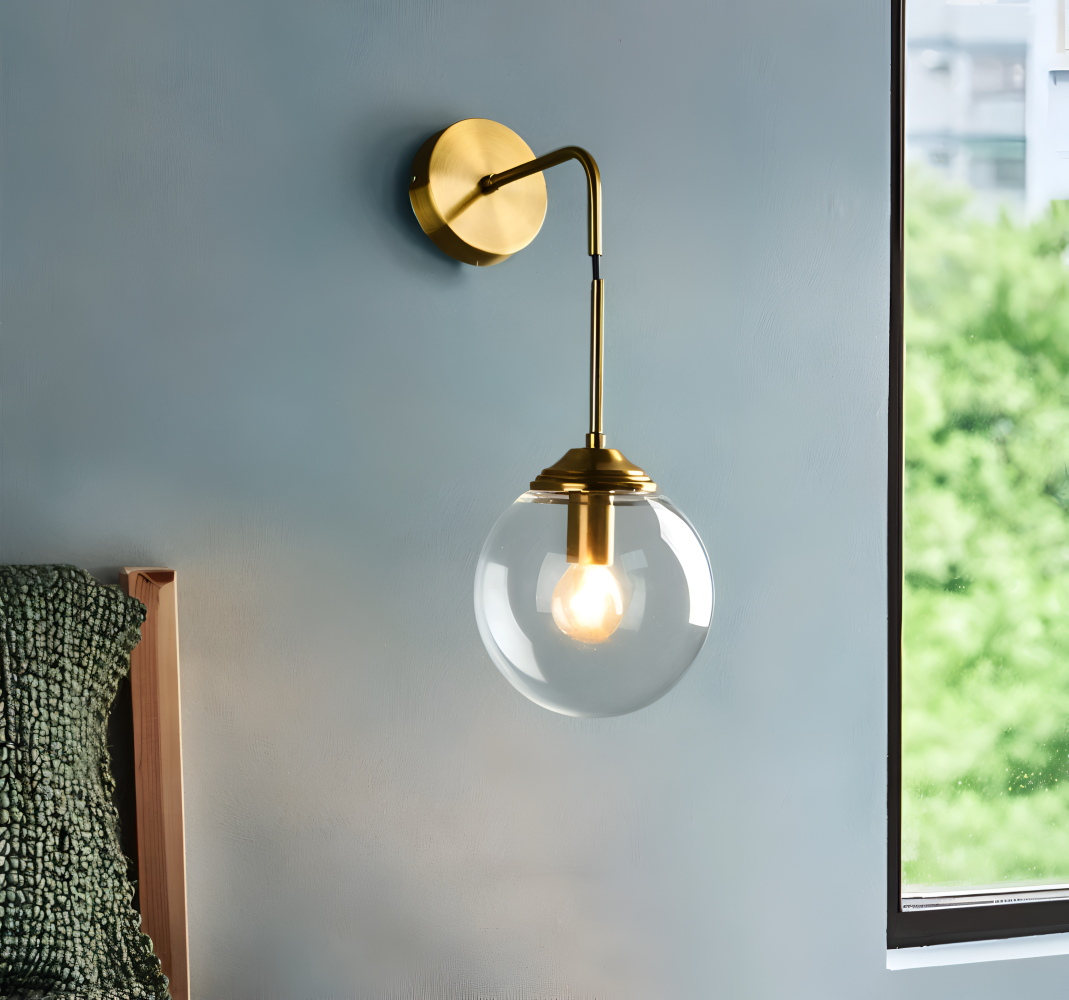 VetroLux – Vägglampa i Glas och Metall med Retro Industriell Design