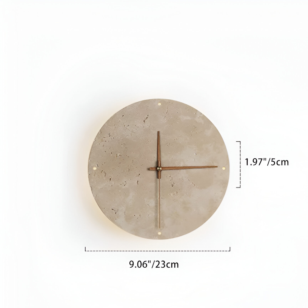 LumiTravé Halo – Modern Rund LED-Vägglampa i Trä & Gul Travertin