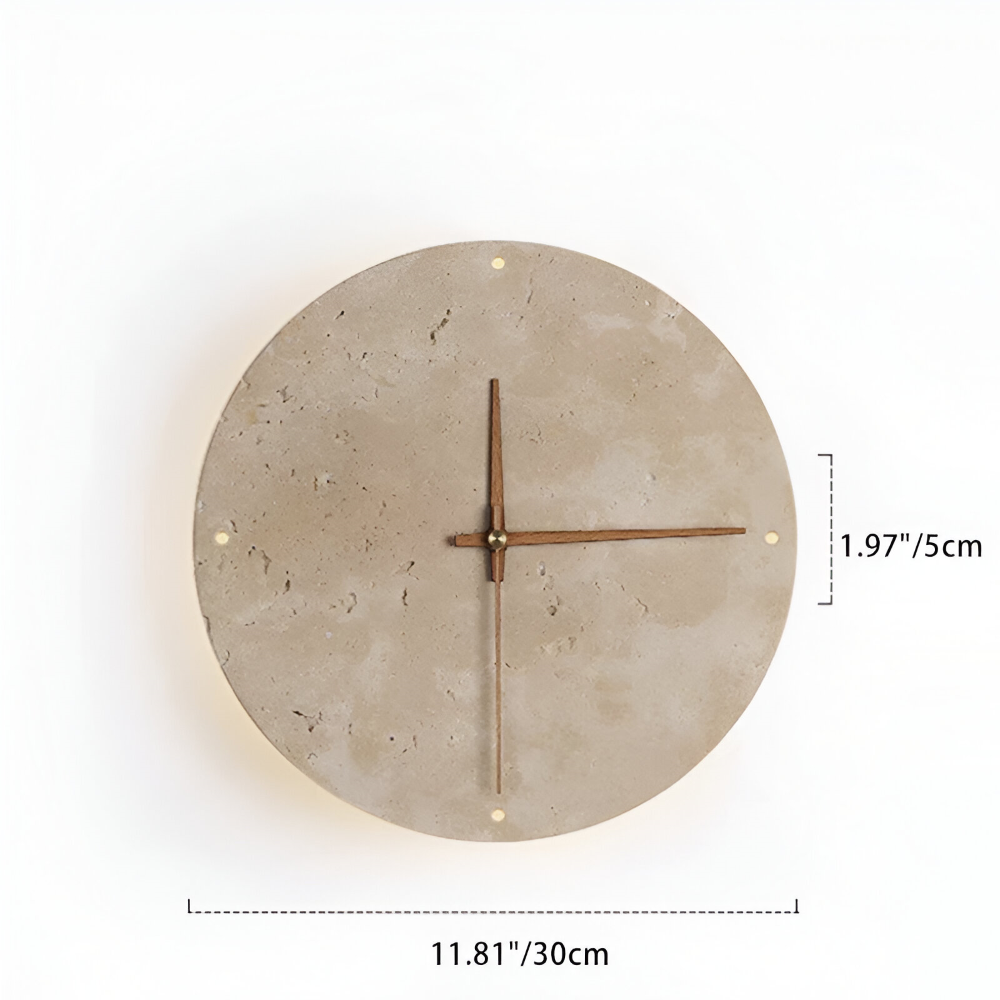 LumiTravé Halo – Modern Rund LED-Vägglampa i Trä & Gul Travertin