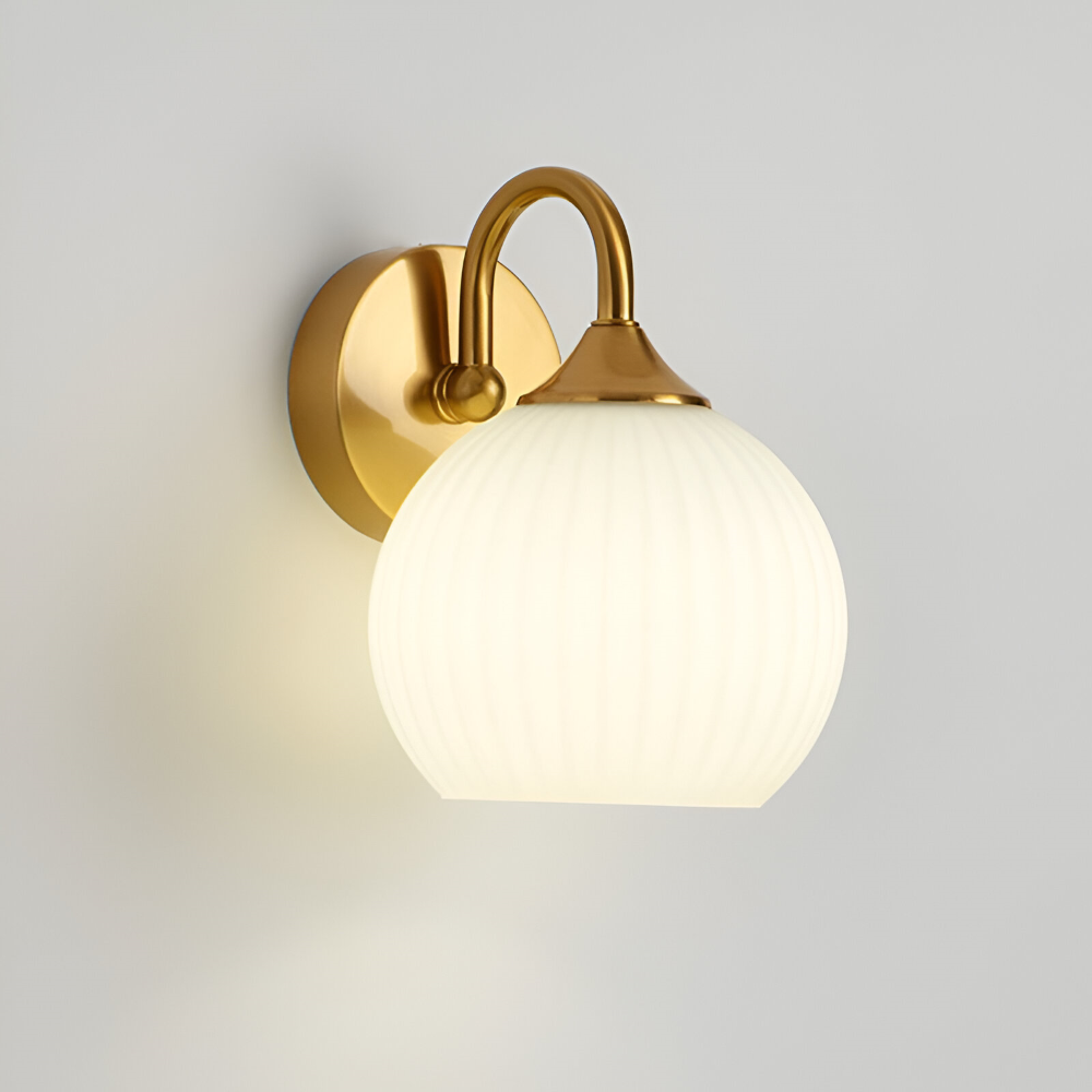 GlowSphere – Randig Glasvägglampa i Modern Klotdesign