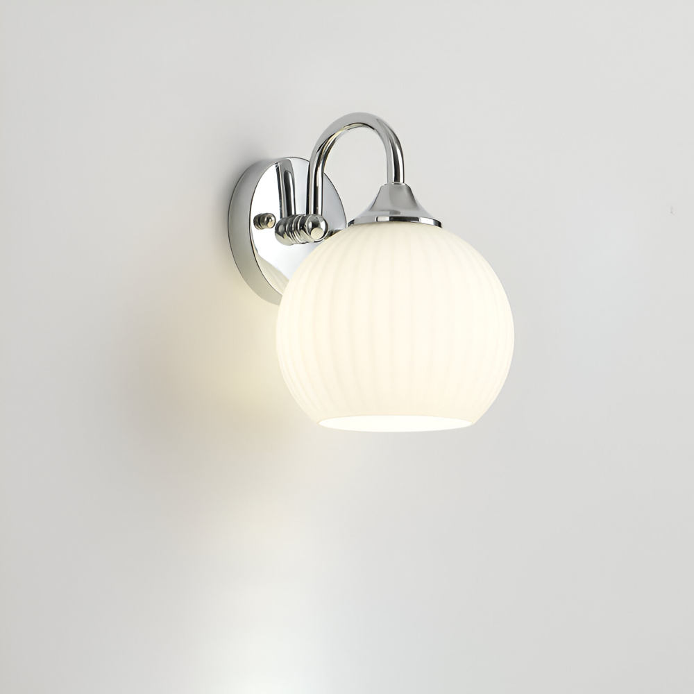 GlowSphere – Randig Glasvägglampa i Modern Klotdesign