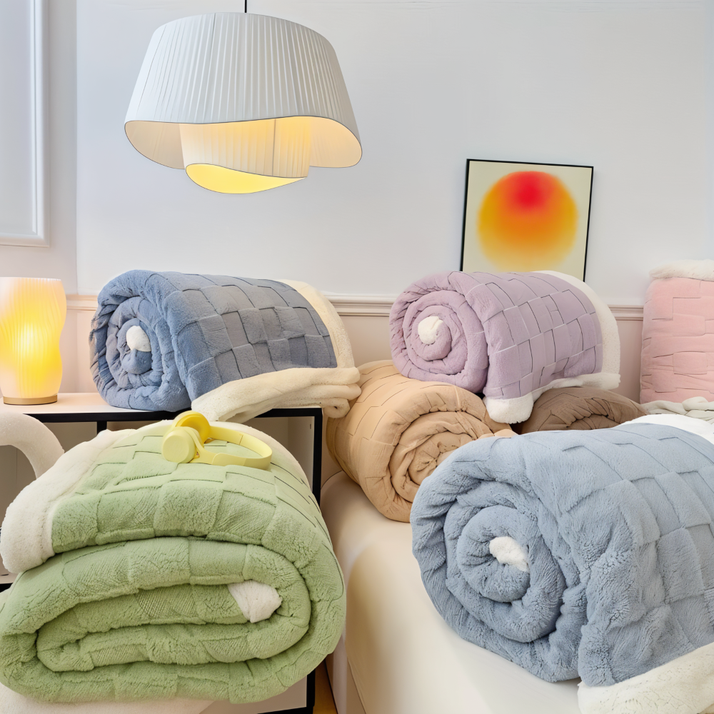 CozyCheck Luxe – Vändbar Vinterpläd i Tjock Isolerad Fleece