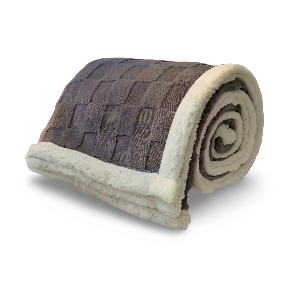 CozyCheck Luxe – Vändbar Vinterpläd i Tjock Isolerad Fleece