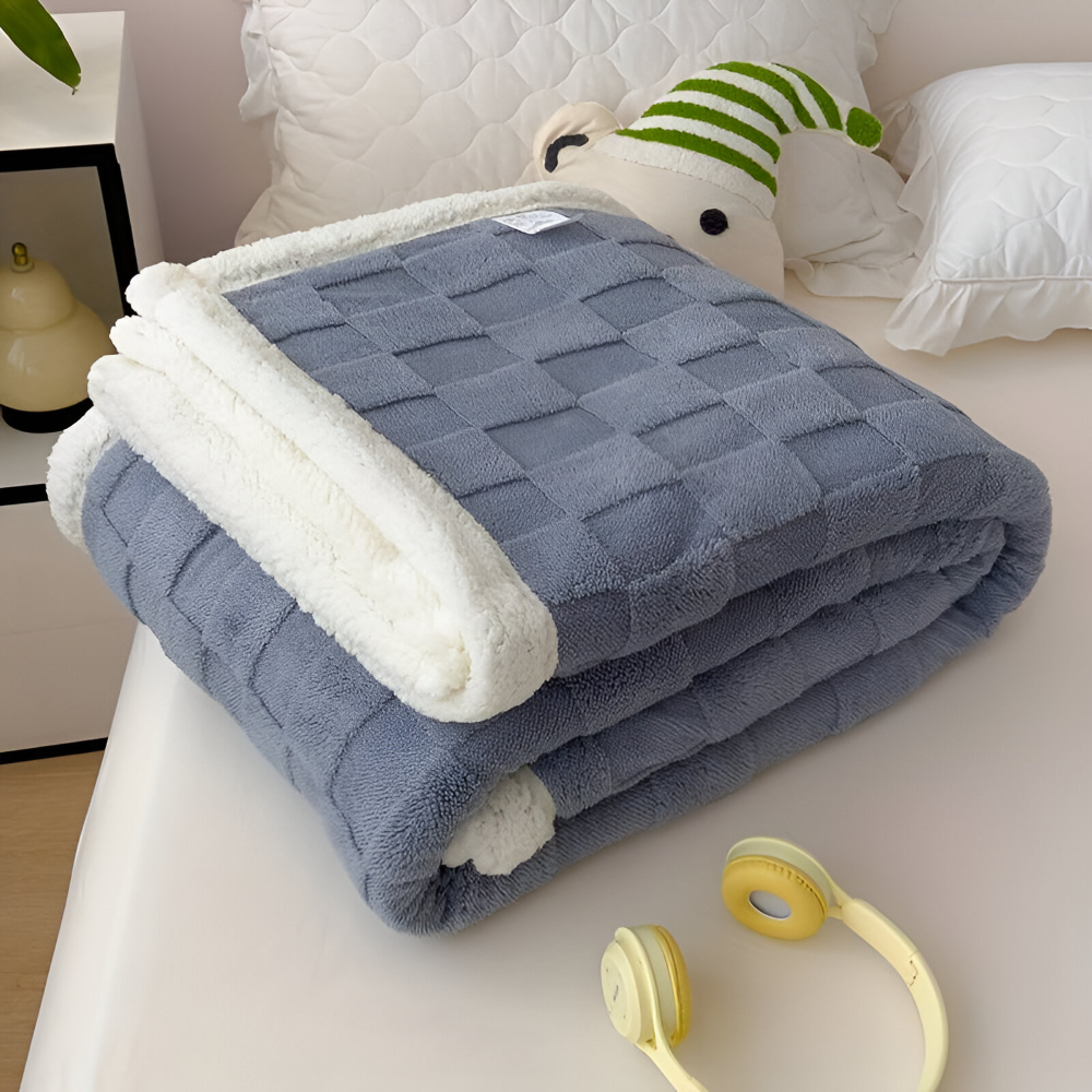 CozyCheck Luxe – Vändbar Vinterpläd i Tjock Isolerad Fleece