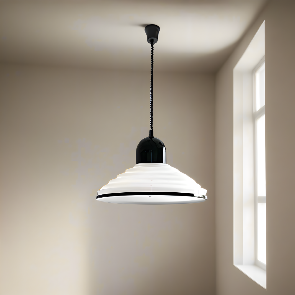 Pariselle – Modern Krämfärgad Taklampa med Svart Fjäderkabel