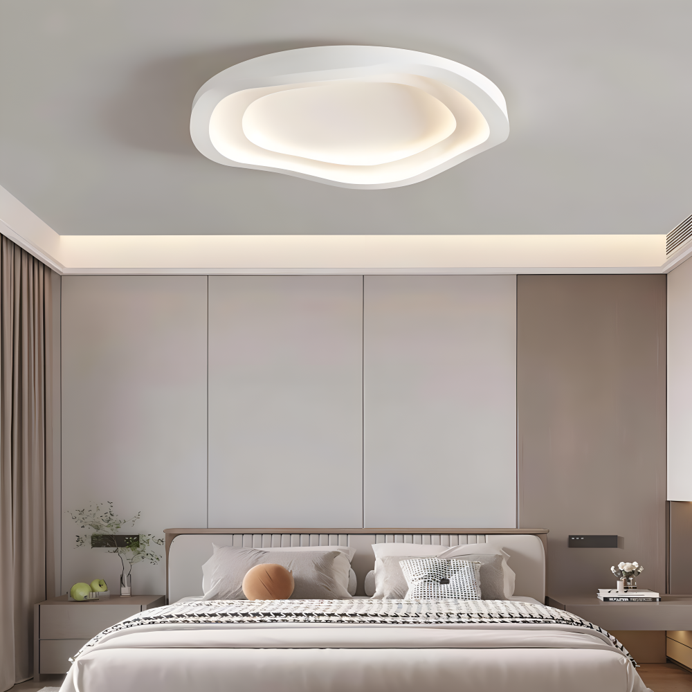 Aurévo – Dimbar Vit Taklampa med Kurvig Minimalistisk Design