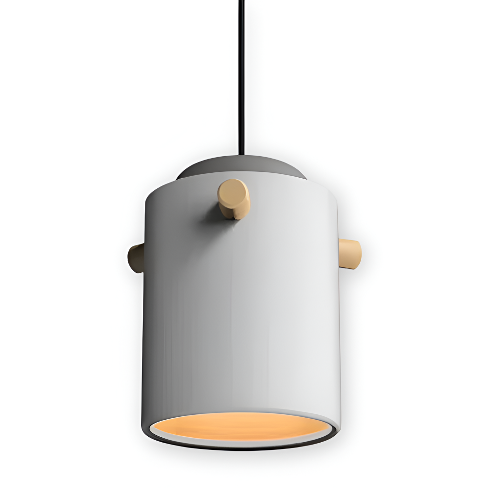 LumoCyl – Skandinavisk Pendellampa i Trä och Järn med Macaronfärger