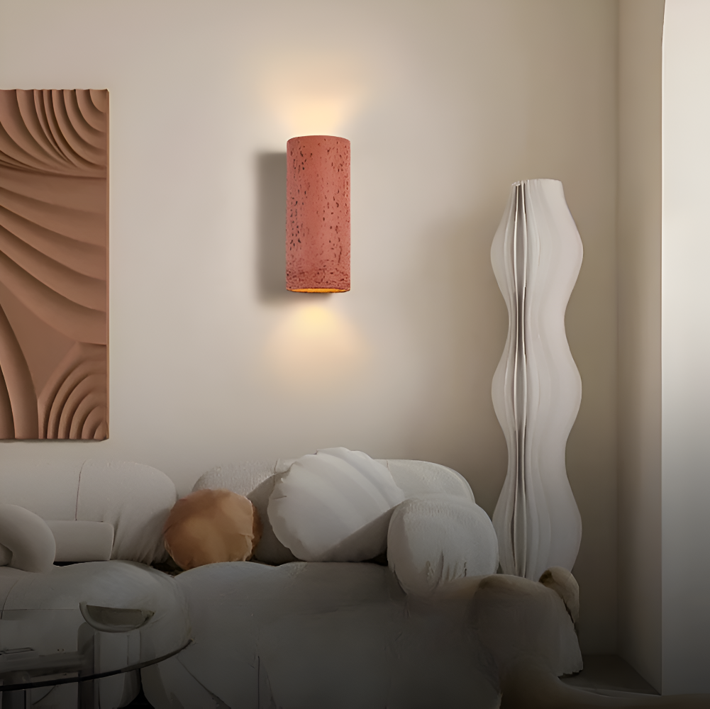 ZenBeam – Cylindrisk Vägglampa i Wabi Sabi Stil med Up & Down LED-belysning