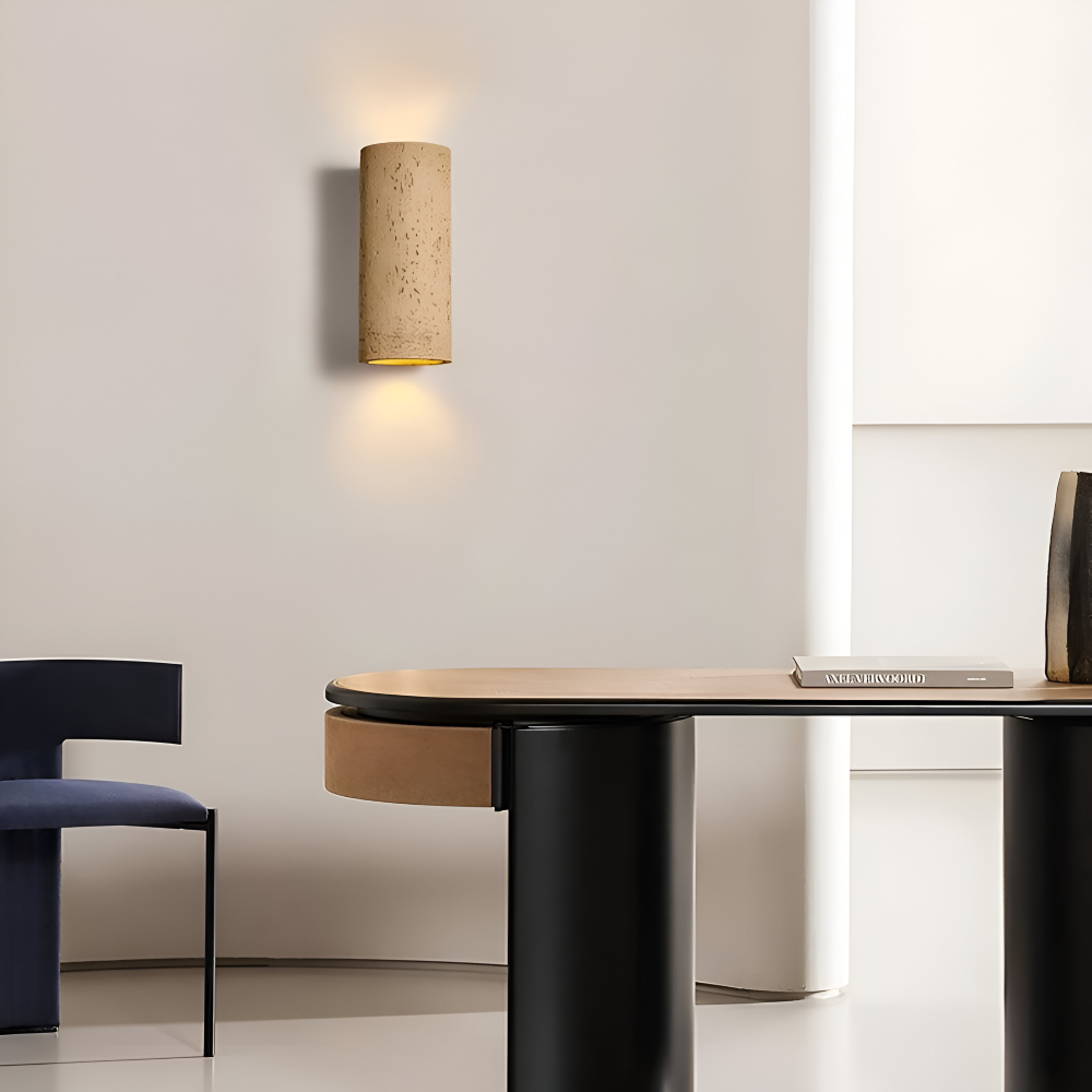 ZenBeam – Cylindrisk Vägglampa i Wabi Sabi Stil med Up & Down LED-belysning