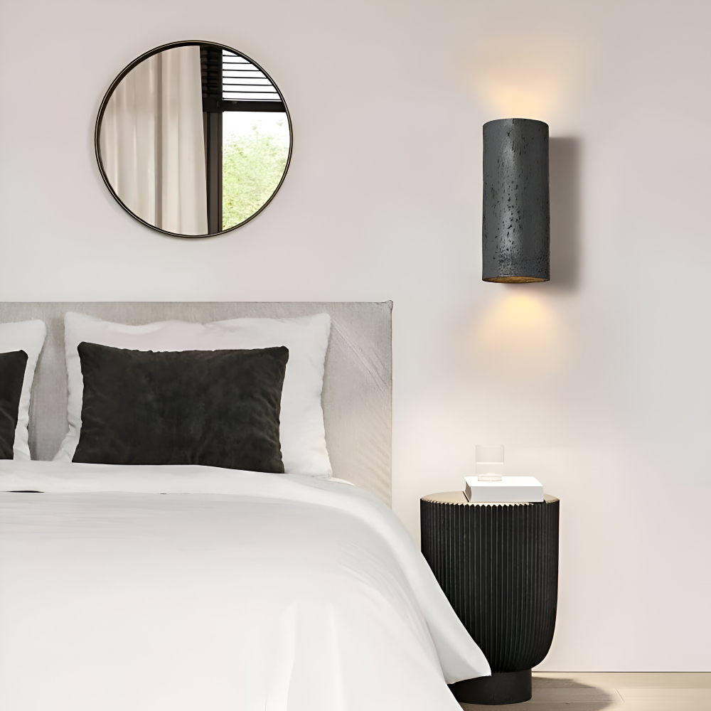 ZenBeam – Cylindrisk Vägglampa i Wabi Sabi Stil med Up & Down LED-belysning