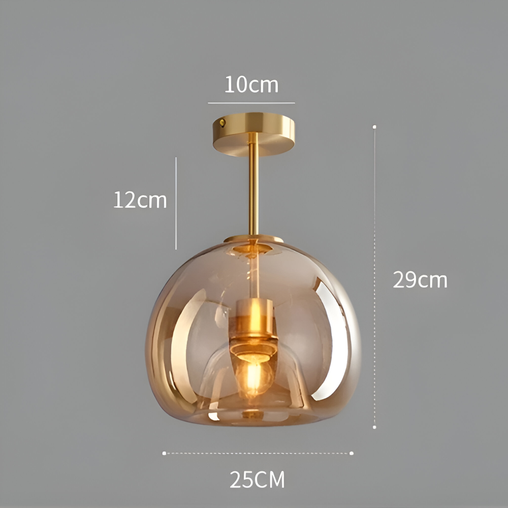 LumoSphere – Modern LED Taklampa i Glas med Svart & Guld Finish