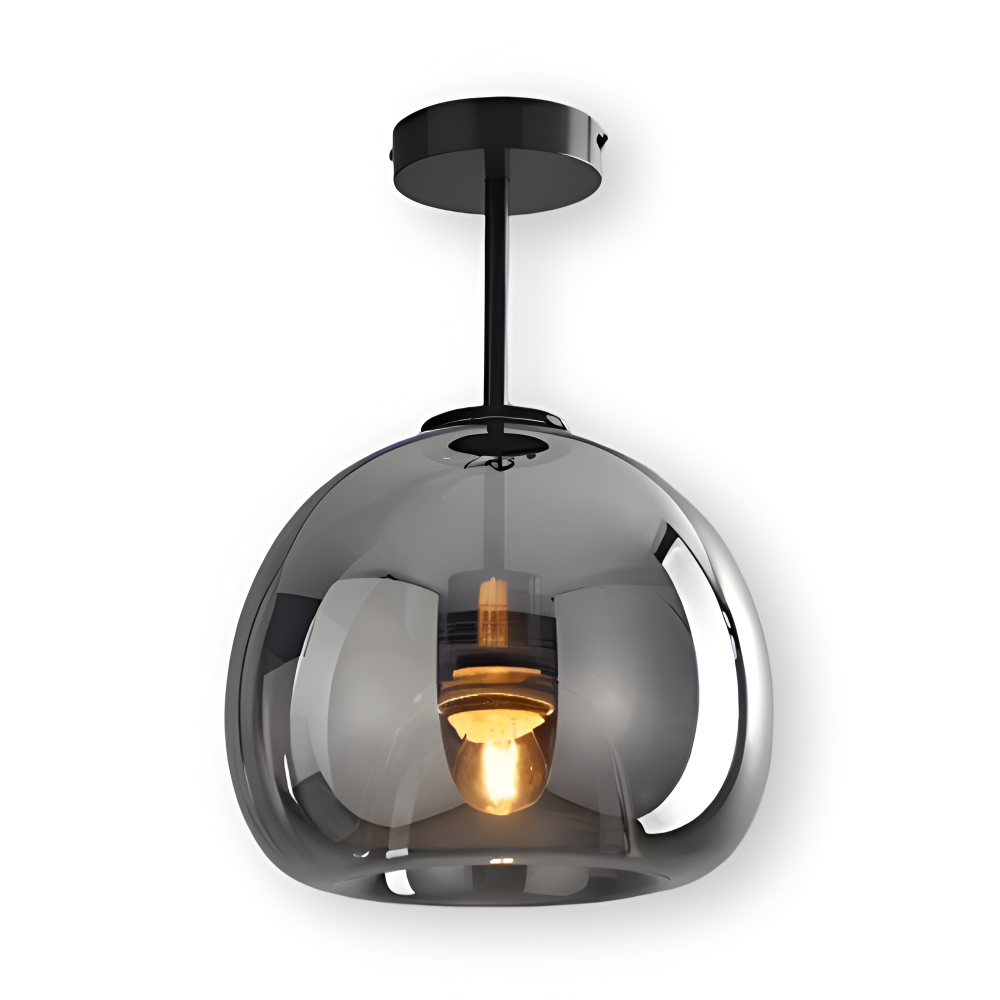 LumoSphere – Modern LED Taklampa i Glas med Svart & Guld Finish