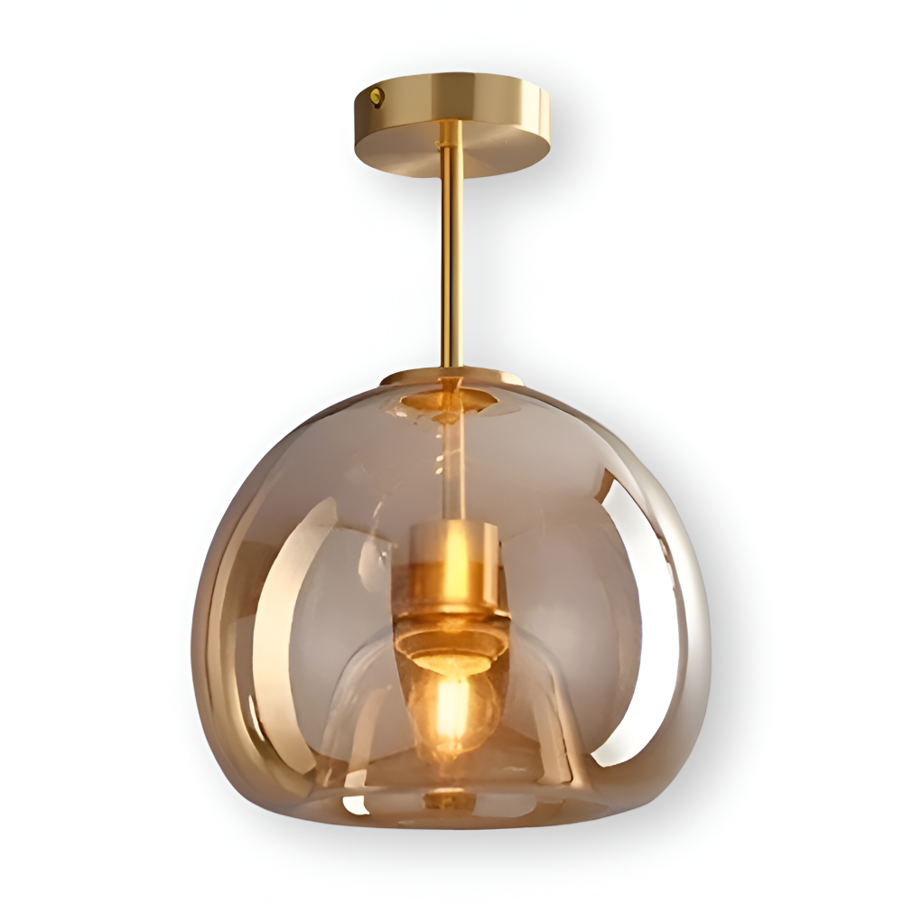 LumoSphere – Modern LED Taklampa i Glas med Svart & Guld Finish