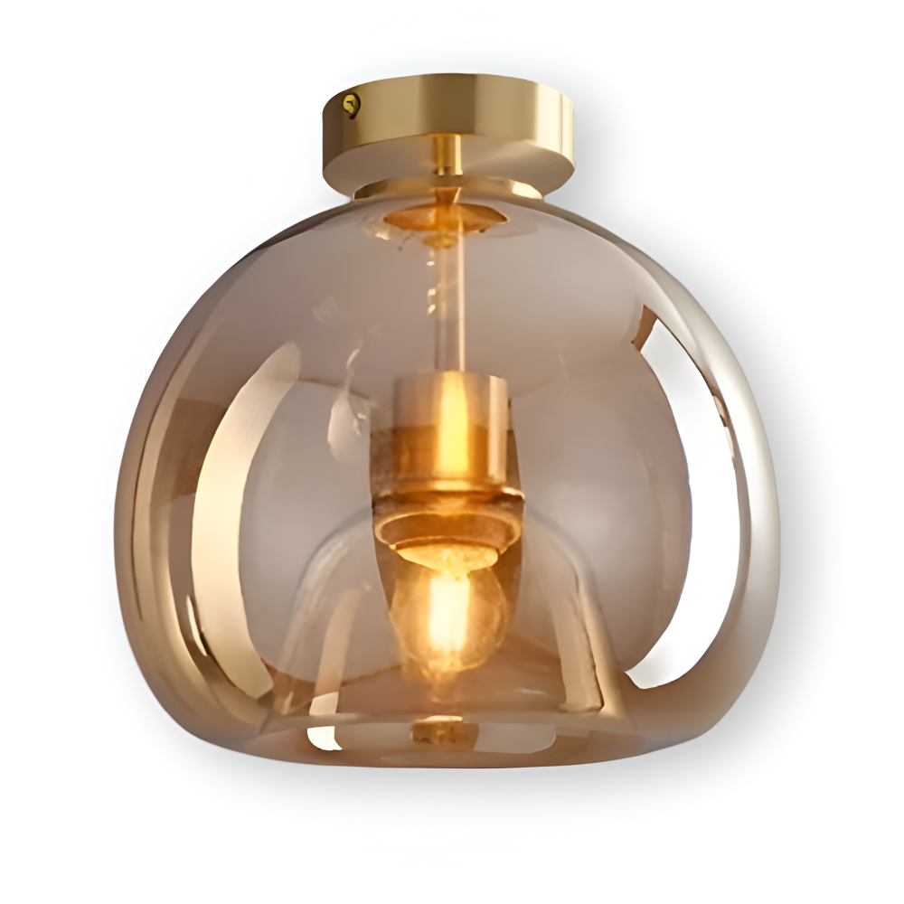 LumoSphere – Modern LED Taklampa i Glas med Svart & Guld Finish