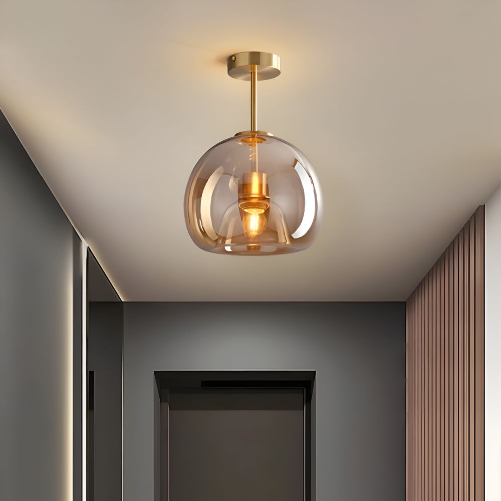 LumoSphere – Modern LED Taklampa i Glas med Svart & Guld Finish