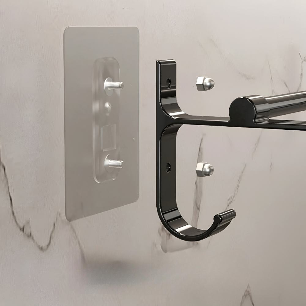AeroTwin – Dubbel Handdukshållare i Rostfri Aluminium med Krokar (40/50 cm)
