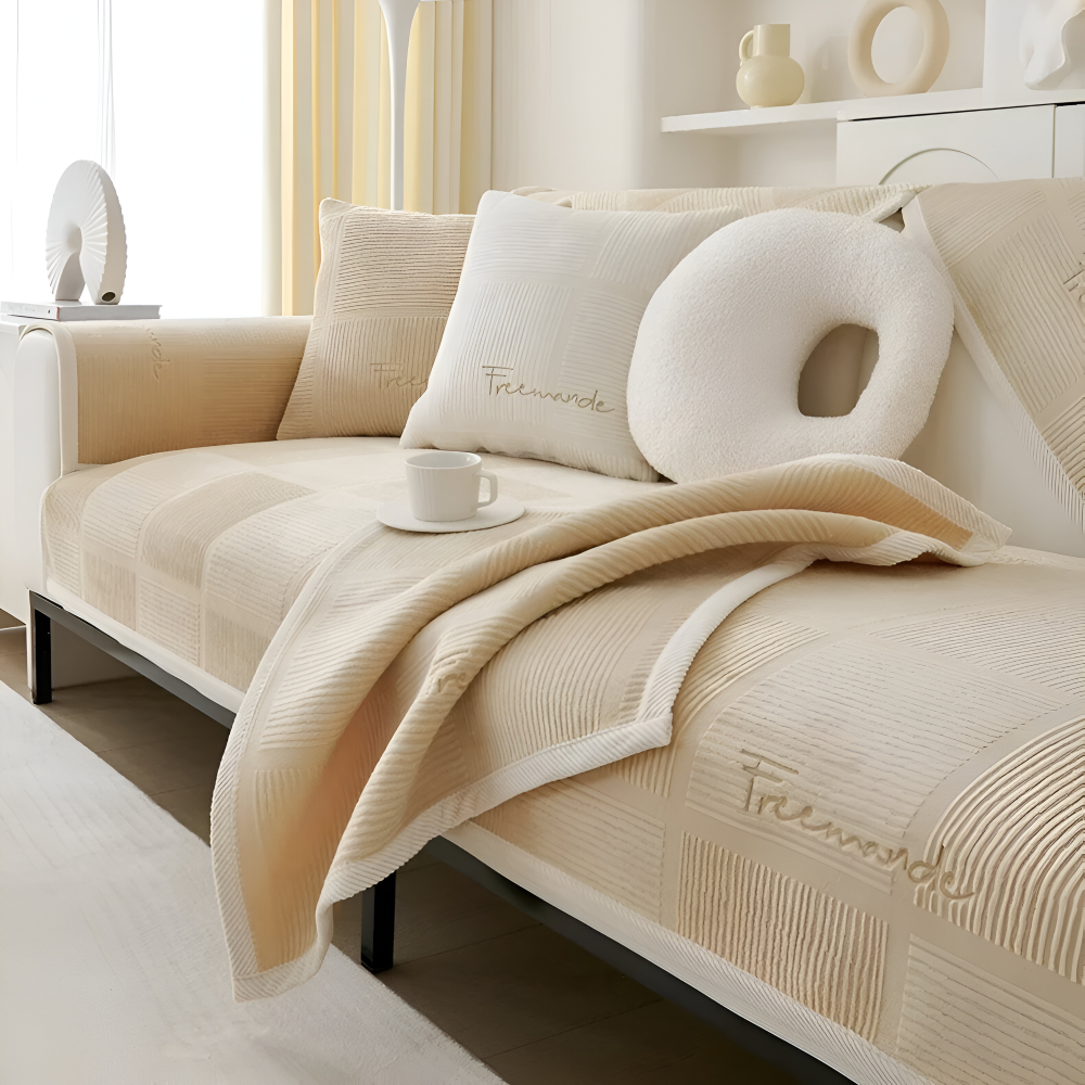 NordicHold Plush – Tjockt Antislipp Sofföverdrag i Elegant Polyesterdesign