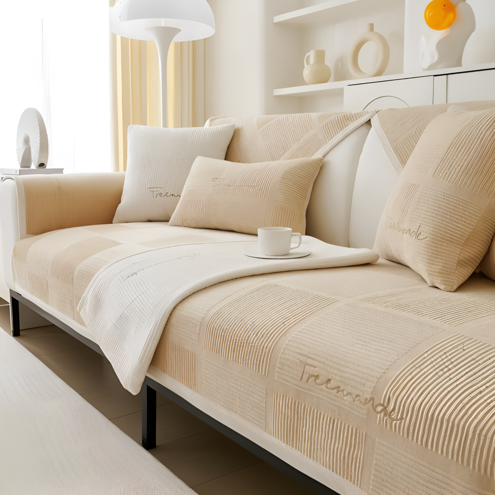 NordicHold Plush – Tjockt Antislipp Sofföverdrag i Elegant Polyesterdesign