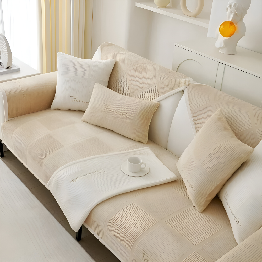 NordicHold Plush – Tjockt Antislipp Sofföverdrag i Elegant Polyesterdesign